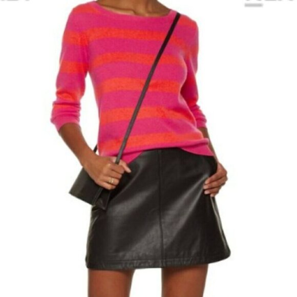 Joie Womens Small Cashmere Cais Striped Red Crew Neck Sweater - Picture 1 of 16